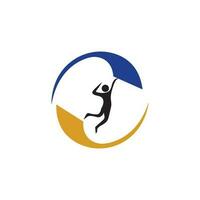 vóleibol logo, emblema, iconos, diseños plantillas con vóleibol pelota en un ligero antecedentes vector