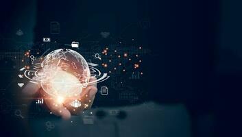 Global network connection. Big data analytics and business intelligence concept. Connecting Big Data with the Internet. Global Digital Connectivity Technology. photo