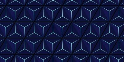 Background with triangular geometric shapes pyramids in blue shades with 3d render background vector