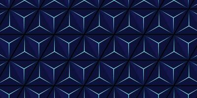 Background with triangular geometric shapes pyramids in blue shades with 3d render background vector