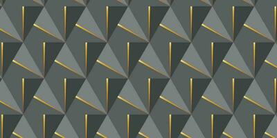 Background with triangular geometric shapes pyramids in gold shades with 3d render background vector