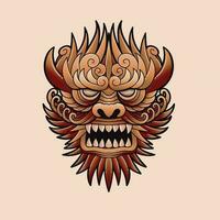 hand drawn Chinese Dragon Head vector