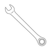 Ratchet and Spanner Outline Icon Illustration on White Background vector