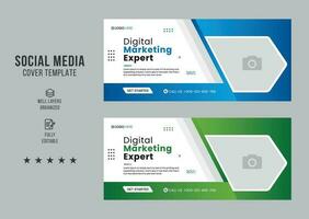 Digital marketing agency social media cover template, web banner template, corporate banner, header, webinar banner design. Editable web Banner Template vector