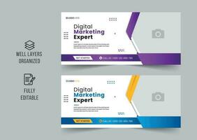 Digital marketing agency social media cover template, web banner template, corporate banner, header, webinar banner design. Editable web Banner Template vector