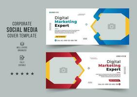 Digital marketing agency social media cover template, web banner template, corporate banner, header, webinar banner design. Editable web Banner Template vector