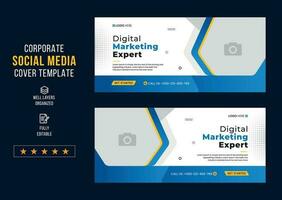 Digital marketing agency social media cover template, web banner template, corporate banner, header, webinar banner design. Editable web Banner Template vector