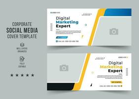 Digital marketing agency social media cover template, web banner template, corporate banner, header, webinar banner design. Editable web Banner Template vector