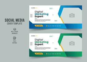 Digital marketing agency social media cover template, web banner template, corporate banner, header, webinar banner design. Editable web Banner Template vector