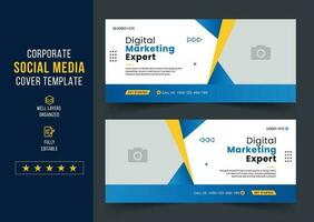 Digital marketing agency social media cover template, web banner template, corporate banner, header, webinar banner design. Editable web Banner Template vector