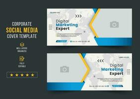 Digital marketing agency social media cover template, web banner template, corporate banner, header, webinar banner design. Editable web Banner Template vector