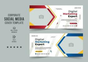 Digital marketing agency social media cover template, web banner template, corporate banner, header, webinar banner design. Editable web Banner Template vector