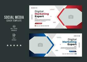 Digital marketing agency social media cover template, web banner template, corporate banner, header, webinar banner design. Editable web Banner Template vector