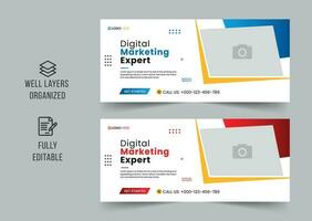 Digital marketing agency social media cover template, web banner template, corporate banner, header, webinar banner design. Editable web Banner Template vector