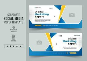 Digital marketing agency social media cover template, web banner template, corporate banner, header, webinar banner design. Editable web Banner Template vector