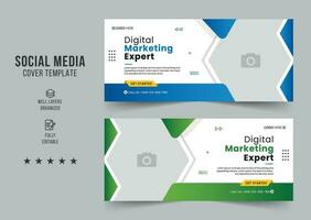 Digital marketing agency social media cover template, web banner template, corporate banner, header, webinar banner design. Editable web Banner Template vector