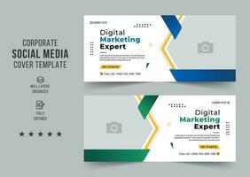 Digital marketing agency social media cover template, web banner template, corporate banner, header, webinar banner design. Editable web Banner Template vector