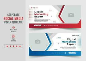 Digital marketing agency social media cover template, web banner template, corporate banner, header, webinar banner design. Editable web Banner Template vector