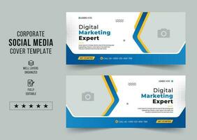 Digital marketing agency social media cover template, web banner template, corporate banner, header, webinar banner design. Editable web Banner Template vector