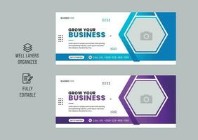 Digital marketing agency social media cover template, web banner template, corporate banner, header, webinar banner design. Editable web Banner Template vector