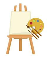 Easel and brushes with paint, art lessons vector