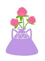 Blooming wildflower flowers in vase, home decor vector