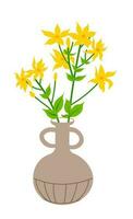 Blooming wildflower vegetation and plants in vase vector