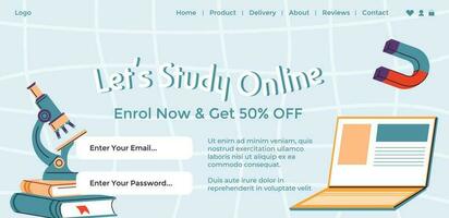 Lets study online, enroll now and get discounts vector