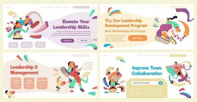 Landing page collection with leadership course add vector