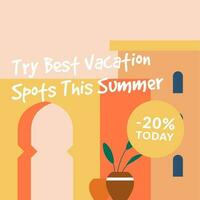 Try best vacation spots this summer today minus 20 vector
