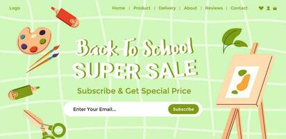 Back to school, super sale and discounts on web vector