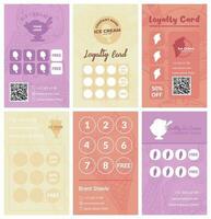 Loyalty card design set for ice cream store offer vector