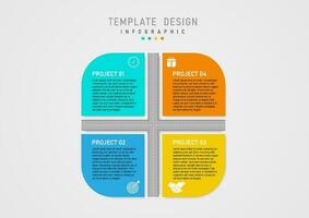 infographic template simple multi colored squares with letters and icons on top, road in center, gray gradient background. Design for business, marketing, project, planning, product investment. vector