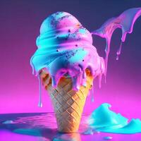 Image of  Melting ice cream. Ai generated photo