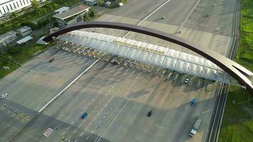 Aerial view pull away from Bandar Cassia Toll Plaza video