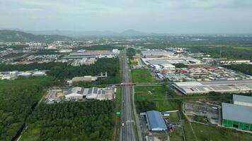 An aerial view of a large industrial area video