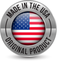 3d realistico lucido fatto nel Stati Uniti d'America distintivo, fatto nel il unito stati, fatto nel il Stati Uniti d'America emblema, americano bandiera, fatto nel Stati Uniti d'America sigillo, fatto nel Stati Uniti d'America etichetta, icone, originale Prodotto, trasparente png