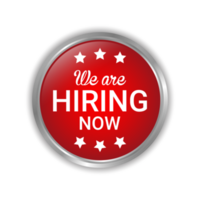 We Are Hiring Now Label, Badge, Rubber Stamp, Hiring Now Emblem, Glossy 3D Realistic Badge png