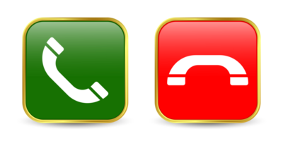 3d réaliste téléphone appel recevoir, rejeter et cadran, entrant appel bouton, rouge et vert appel pousser bouton, Téléphone signe, appel J'accepte et déclin symbole, répondre et rejeter appel bouton ensemble icône png