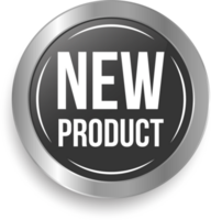lustroso nuevo producto etiqueta, nuevo productos icono, nuevo producto bandera, 3d realista negocio Insignia diseño, llegada bienes caucho sello png