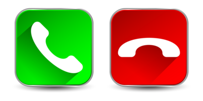 3d réaliste téléphone appel recevoir, rejeter et cadran, entrant appel bouton, rouge et vert appel pousser bouton, Téléphone signe, appel J'accepte et déclin symbole, répondre et rejeter appel bouton ensemble icône png