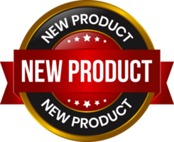 glänzend Neu Produkt Etikett, Neu Produkte Symbol, Neu Produkt Banner, 3d realistisch Geschäft Abzeichen Design, Ankunft Waren Gummi Briefmarke png