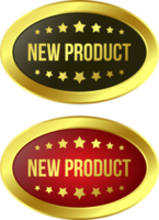 glansig ny produkt märka, ny Produkter ikon, ny produkt baner, 3d realistisk företag bricka design, ankomst varor sudd stämpel png
