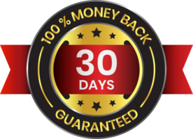 Glossy 30 Days Money Back Guarantee, Full Refund Guarantee, 100 Percent Refund Badge, Quality Assurance Badge, Reliability In Business And Services Online And Offline Design Element png