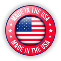 3d realistisch glänzend gemacht im USA Abzeichen, gemacht im das vereinigt Zustände, gemacht im das USA Emblem, amerikanisch Flagge, gemacht im USA Siegel, gemacht im USA Etikett, Symbole, Original Produkt, transparent png