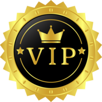 glanzend vip zwart glas etiket met goud kroon, vip lidmaatschap voor nacht club, luxe insigne sjabloon, uitsluitend Koninklijk lidmaatschap, koning en koningin kroon icoon, vip leden enkel en alleen png