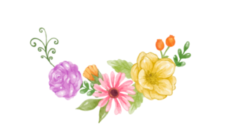 Watercolor floral wreath bouquet png