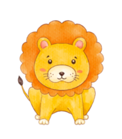 watercolor lion cartoon character png