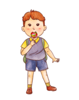 Watercolor illustration of cute little boy png