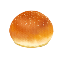 un pan bollo panadería producto acuarela png